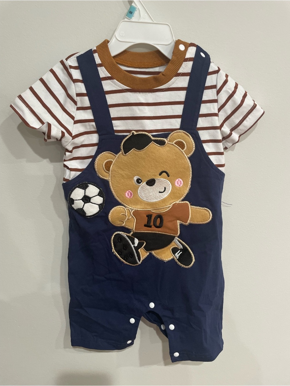 Kids Boys one piece size 9-12m teddy bear Kids Clothes Soccer Ball Sporty
